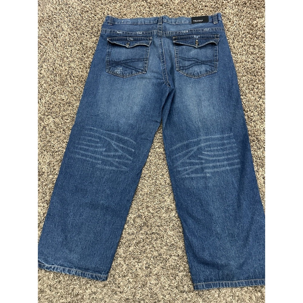 Ron Chereskin Jeans Blue Relaxed Wide Leg Denim Dark Wash Mens Size 42×30